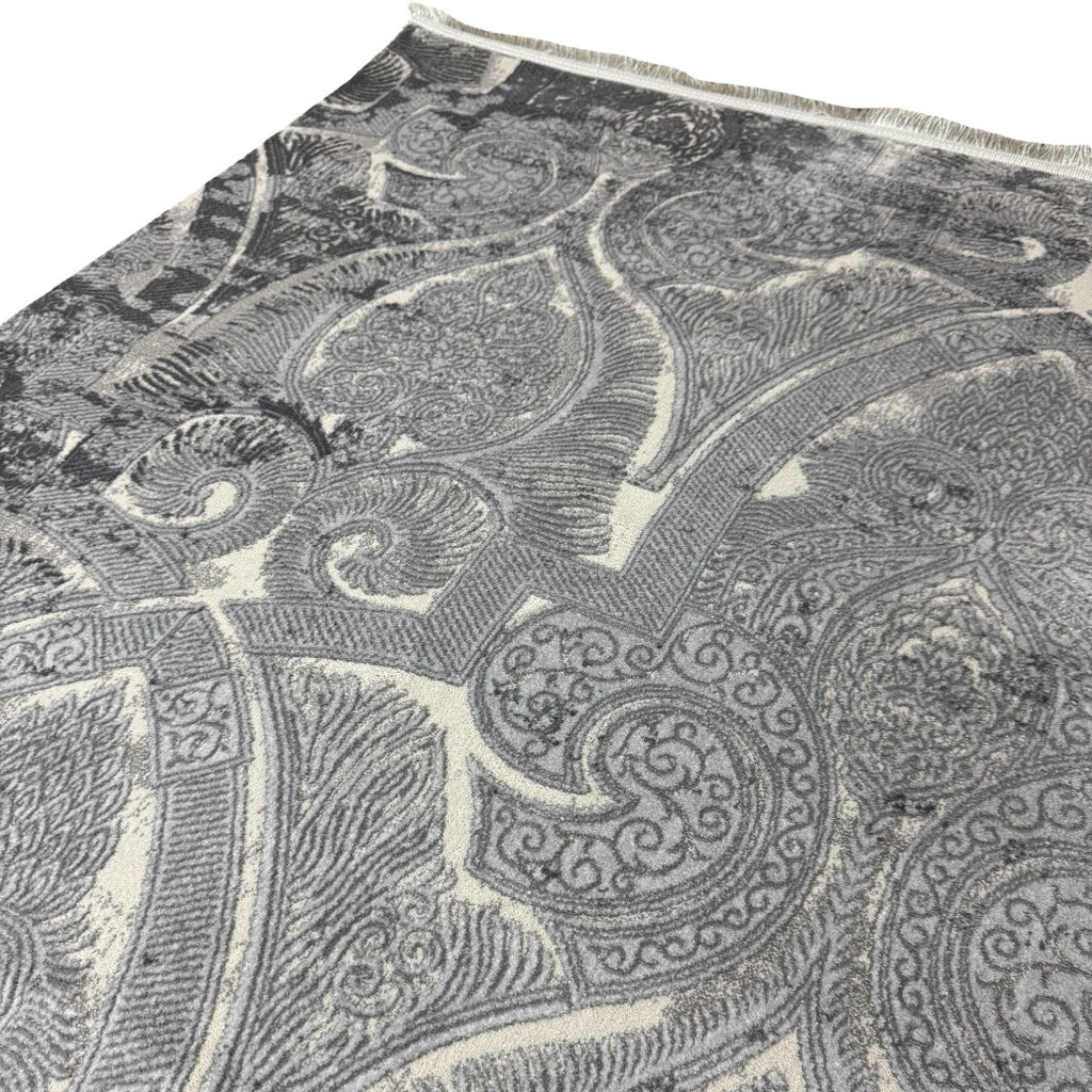 230 x 160 cm Silver Grey Vintage Damask Pattern Rug