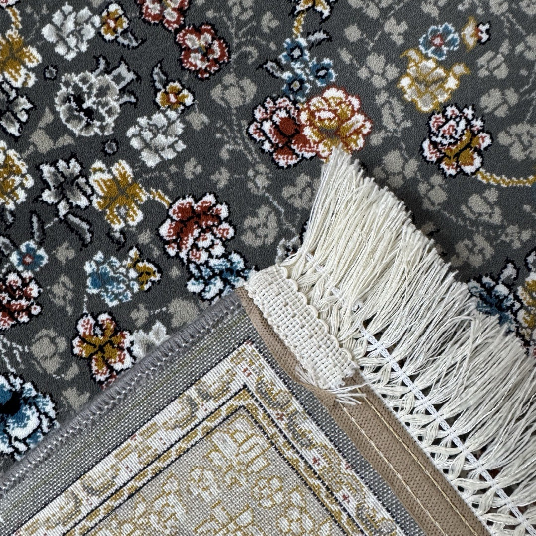 Midnight blossom traditional rug detail