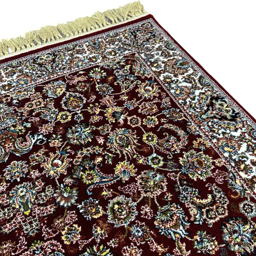 Deep red garden heritage rug detail