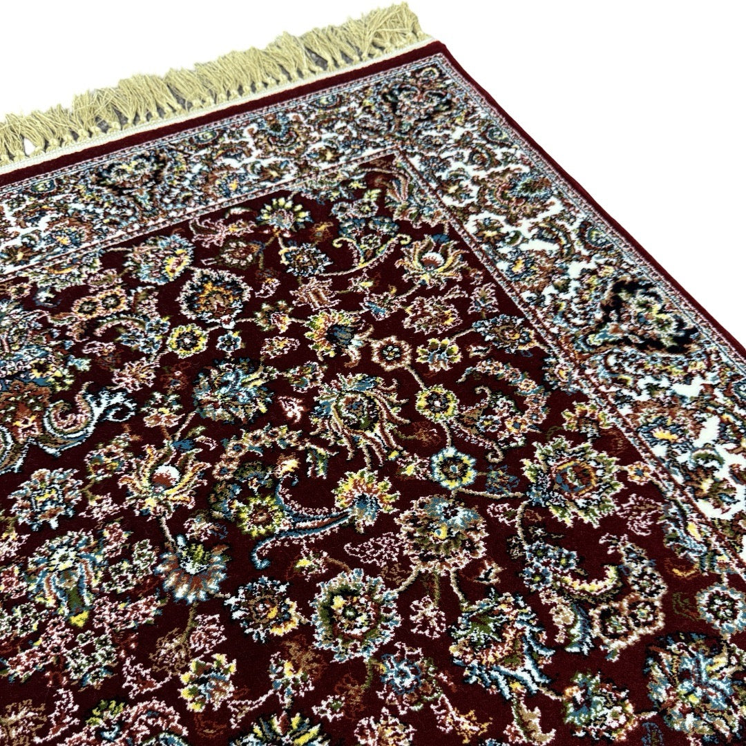 Deep red garden heritage rug detail