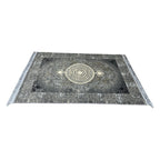 Vintage grey floral medallion rug detail