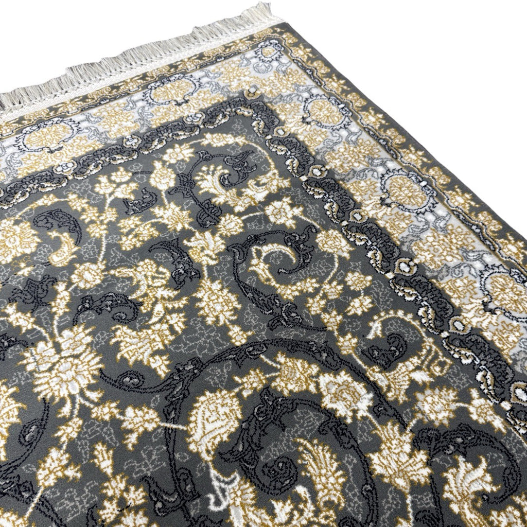 Ivory and grey Persian rug detail