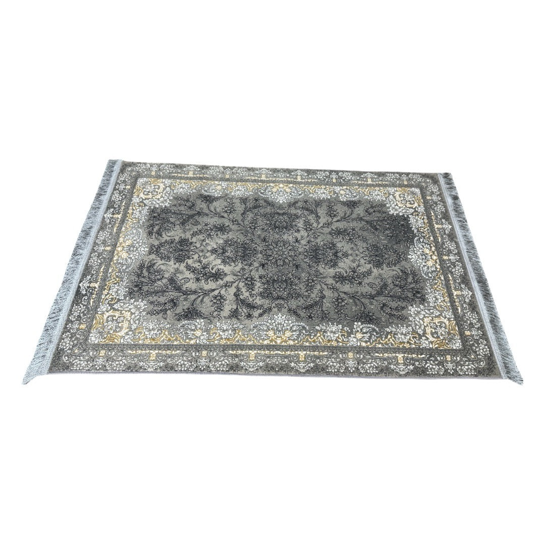 Grey Persian floral rug detail