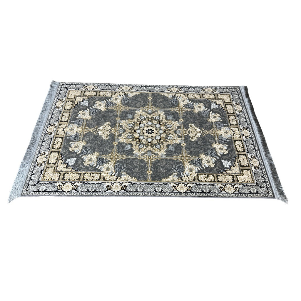 Gold and grey medallion rug detail