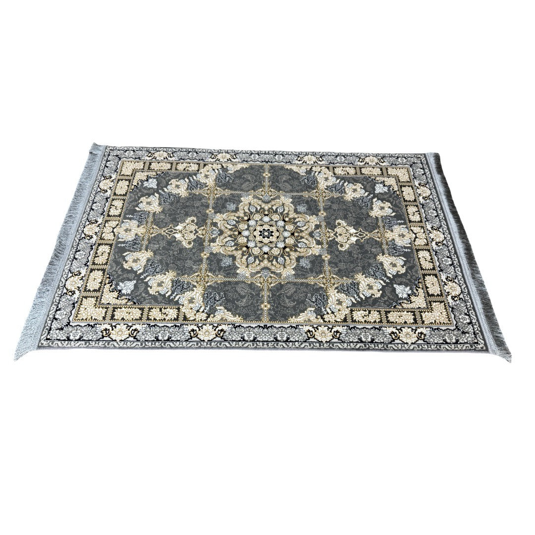 Gold and grey medallion rug detail
