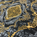 230 x 160 cm Black & Gold Distressed Medallion Turkish Rug