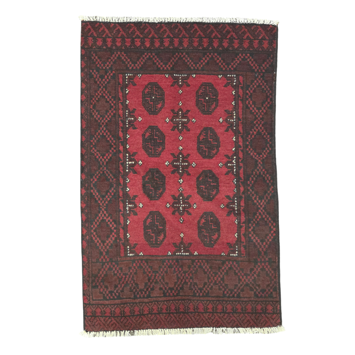 120 x 77 cm Hand-Woven Red Afghan Akche