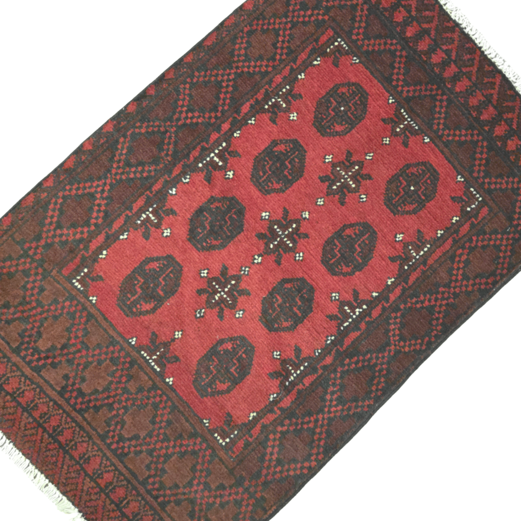 120 x 77 cm Hand-Woven Red Afghan Akche