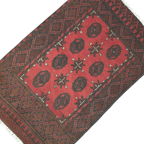 120 x 77 cm Hand-Woven Red Afghan Akche
