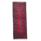 140 x 50 cm Hand-Knotted Red Bokhara Afghan Akche