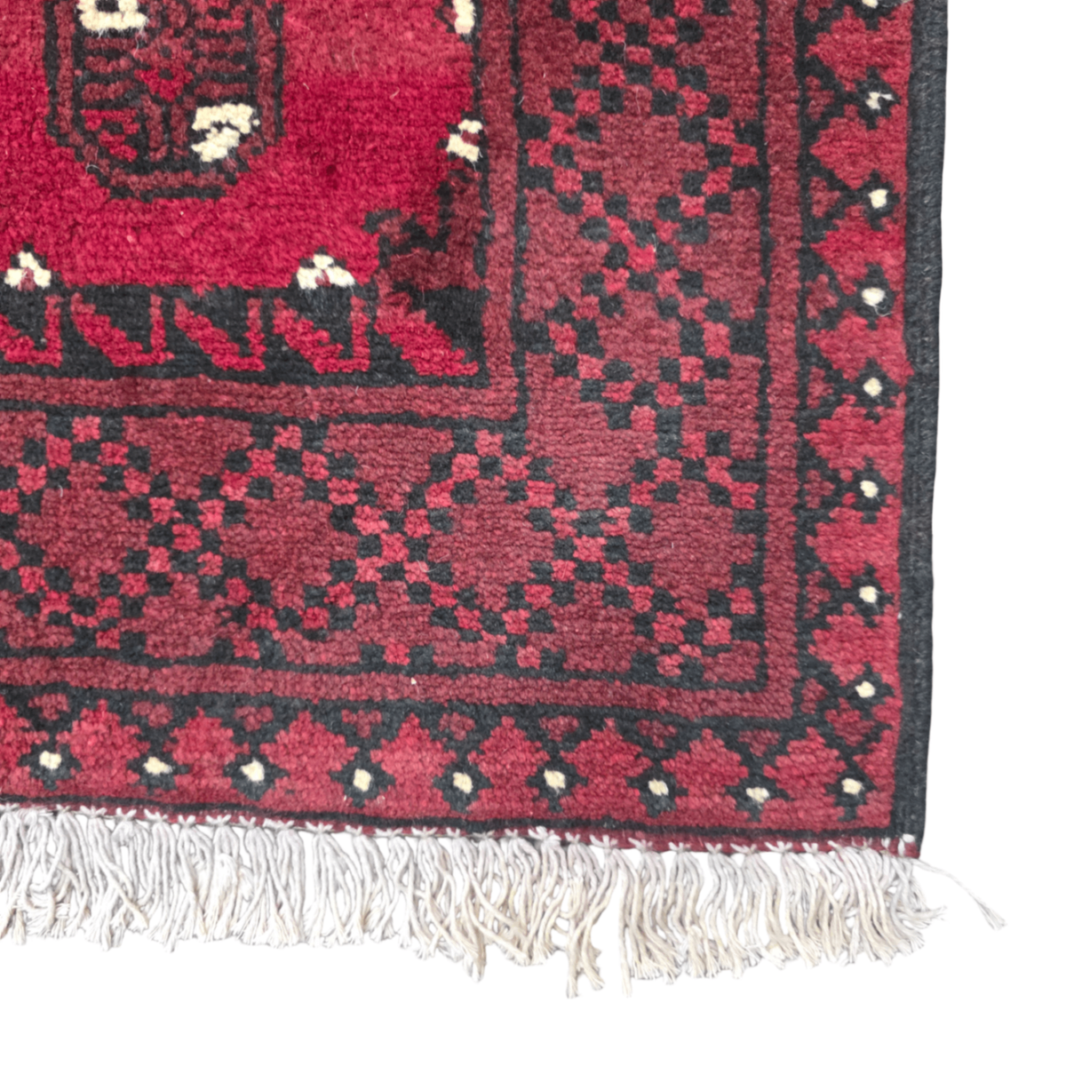 140 x 50 cm Hand-Knotted Red Bokhara Afghan Akche