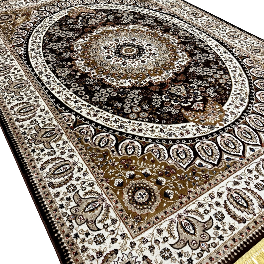 340 x 240 cm Machine Made Persian Design Brown Rug