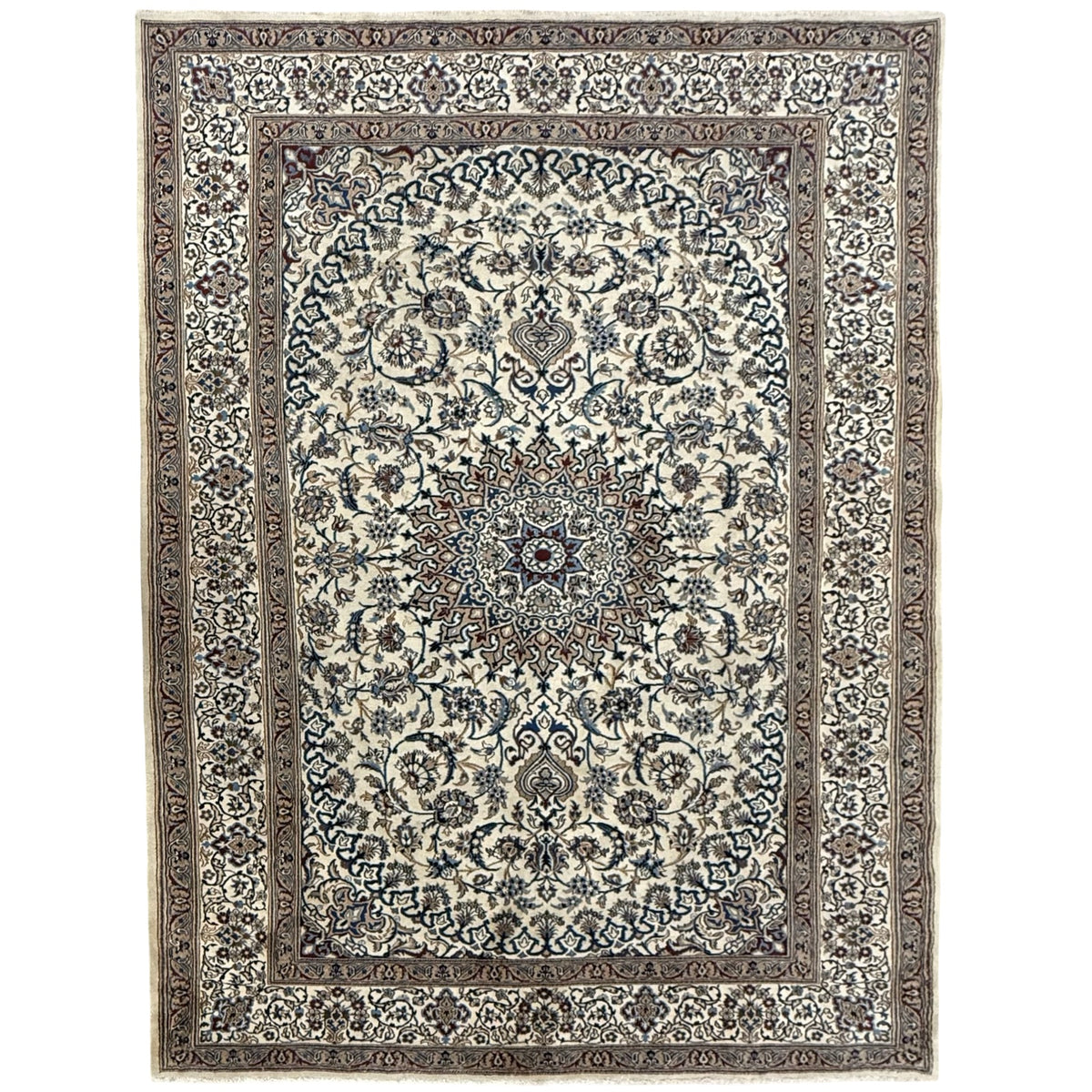345 x 241 cm Hand Knotted Persian Nain 9la – Silk And Wool Rug
