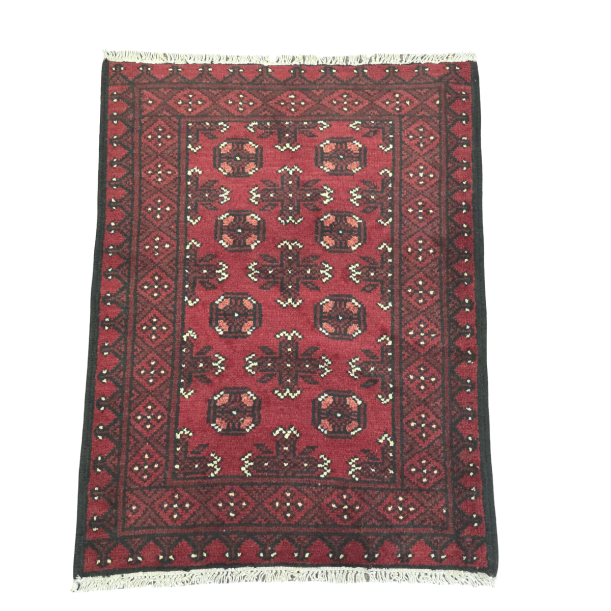 108 x 80 cm Hand-Woven Red Afghan Akche