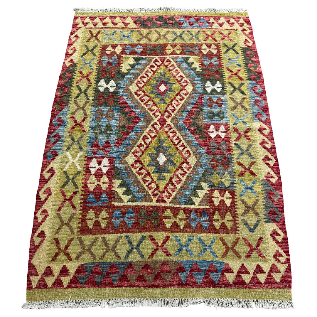 147 x 103 cm Hand-Woven Afghan Kilim Rug