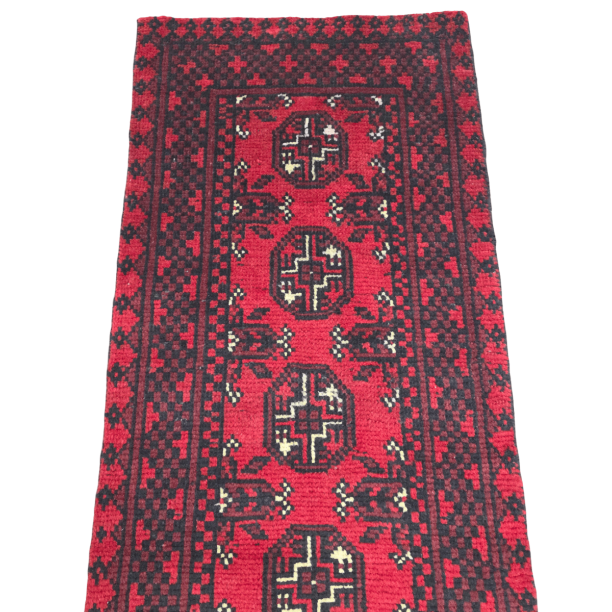 140 x 53 cm Hand-Knotted Red Bokhara Afghan Akche