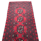 140 x 53 cm Hand-Knotted Red Bokhara Afghan Akche