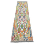 245 x 73 cm Hand-Woven Afghan Kilim Runner Rug – Wool Flatweave