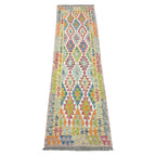 245 x 73 cm Hand-Woven Afghan Kilim Runner Rug – Wool Flatweave