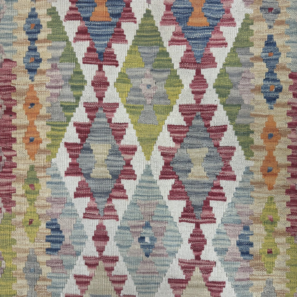 245 x 73 cm Hand-Woven Afghan Kilim Runner Rug – Wool Flatweave