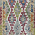 245 x 73 cm Hand-Woven Afghan Kilim Runner Rug – Wool Flatweave