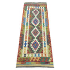 194 x 86 cm Hand-Woven Afghan Kilim Runner Rug – Wool Flatweave