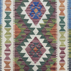 194 x 86 cm Hand-Woven Afghan Kilim Runner Rug – Wool Flatweave