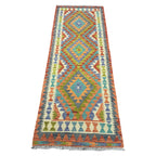 192 x 75 cm Hand-Woven Afghan Kilim Runner Rug – Wool Flatweave