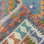 192 x 75 cm Hand-Woven Afghan Kilim Runner Rug – Wool Flatweave