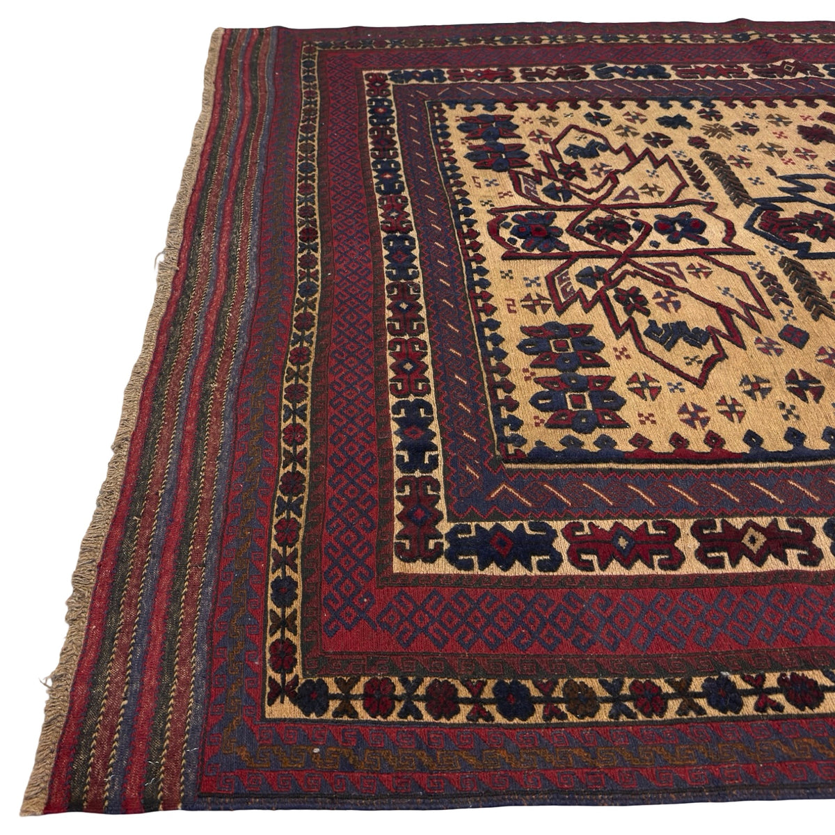 284 x 190 cm Afghan Kilim Barjesta with Bold Botanical Medallions – Handwoven Wool