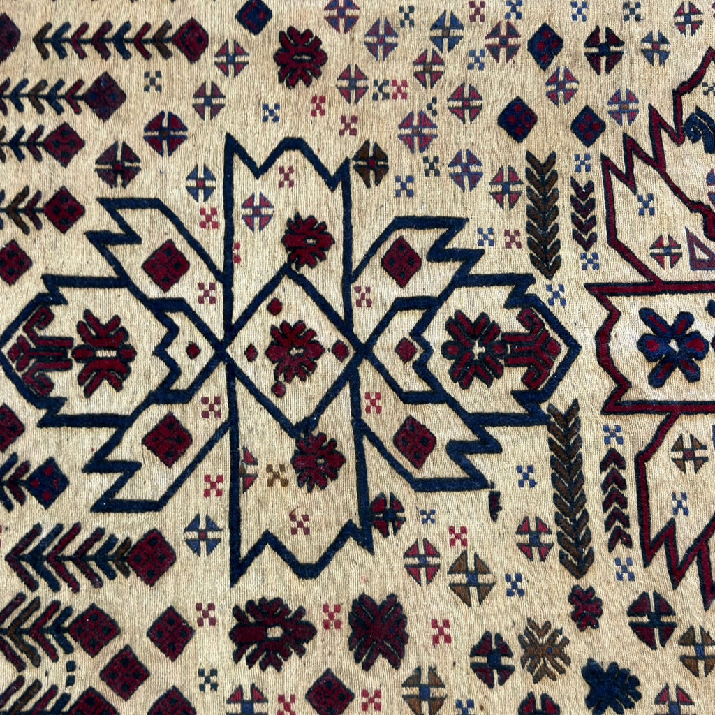 284 x 190 cm Afghan Kilim Barjesta with Bold Botanical Medallions – Handwoven Wool