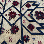 284 x 190 cm Afghan Kilim Barjesta with Bold Botanical Medallions – Handwoven Wool