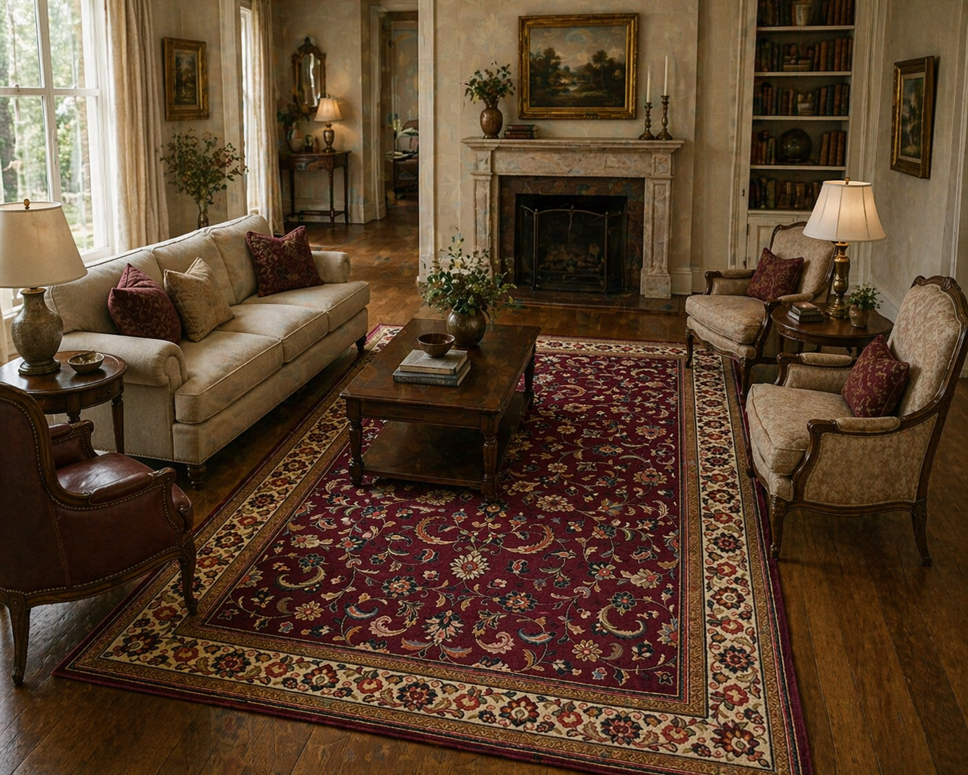 290 x 200 cm Hand-Knotted Persian Sarough All-Over Floral Rug