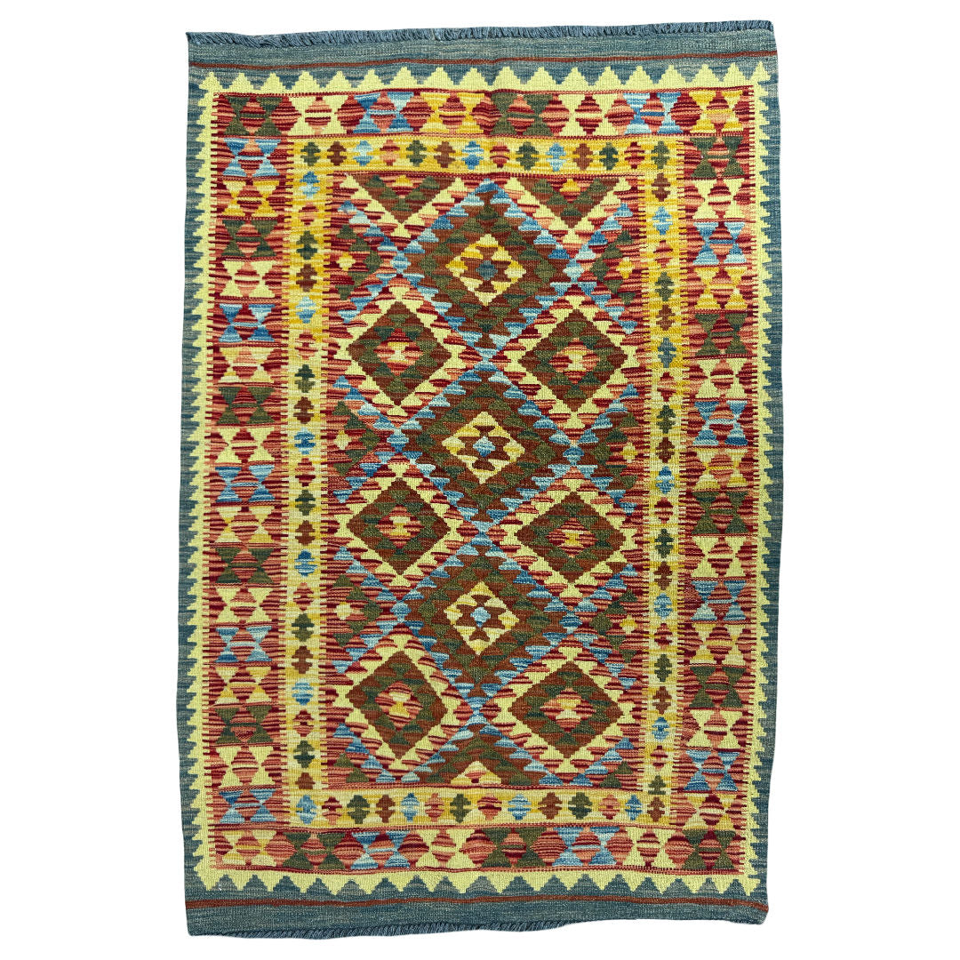 149 x 100 cm Hand-Woven Afghan Kilim Rug