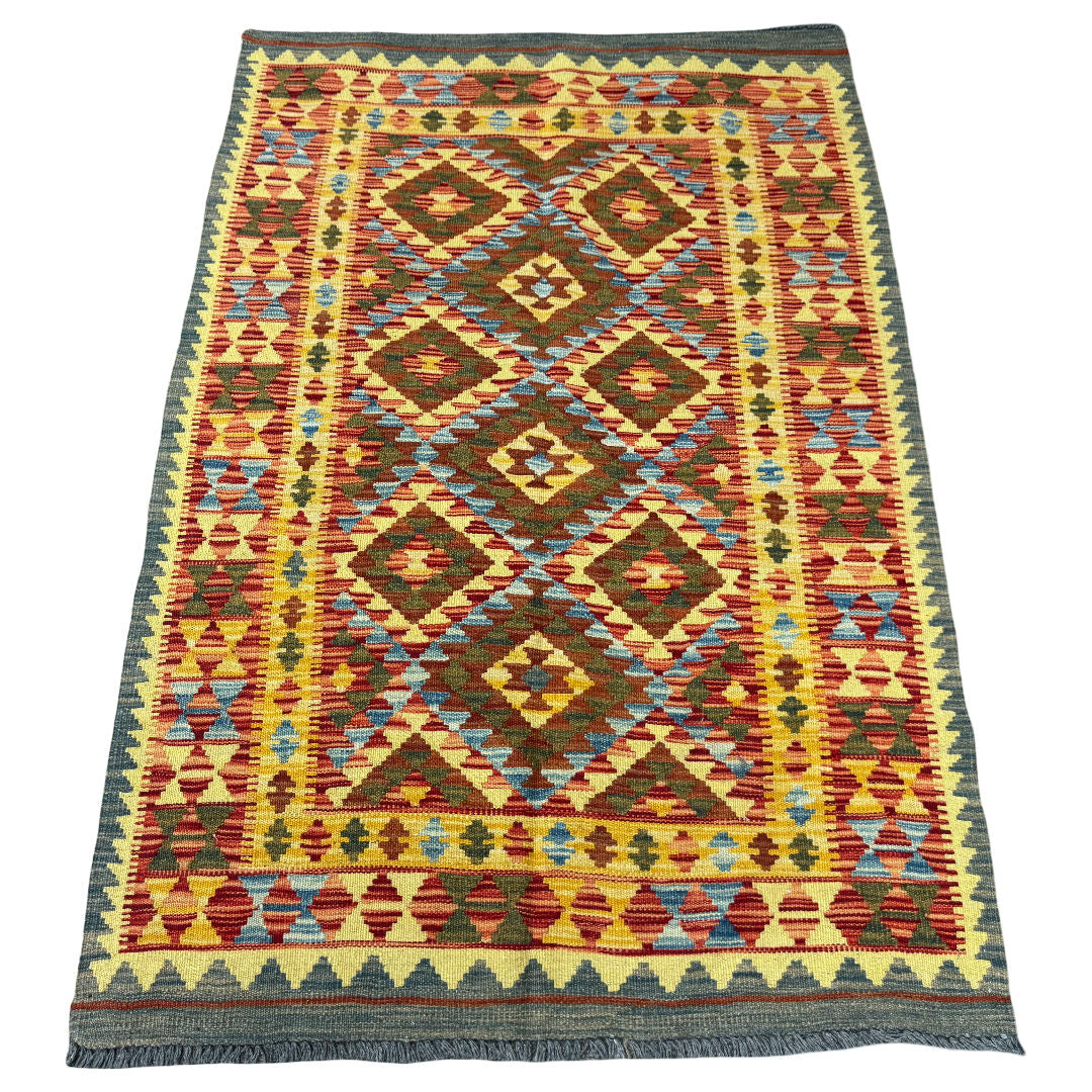 149 x 100 cm Hand-Woven Afghan Kilim Rug