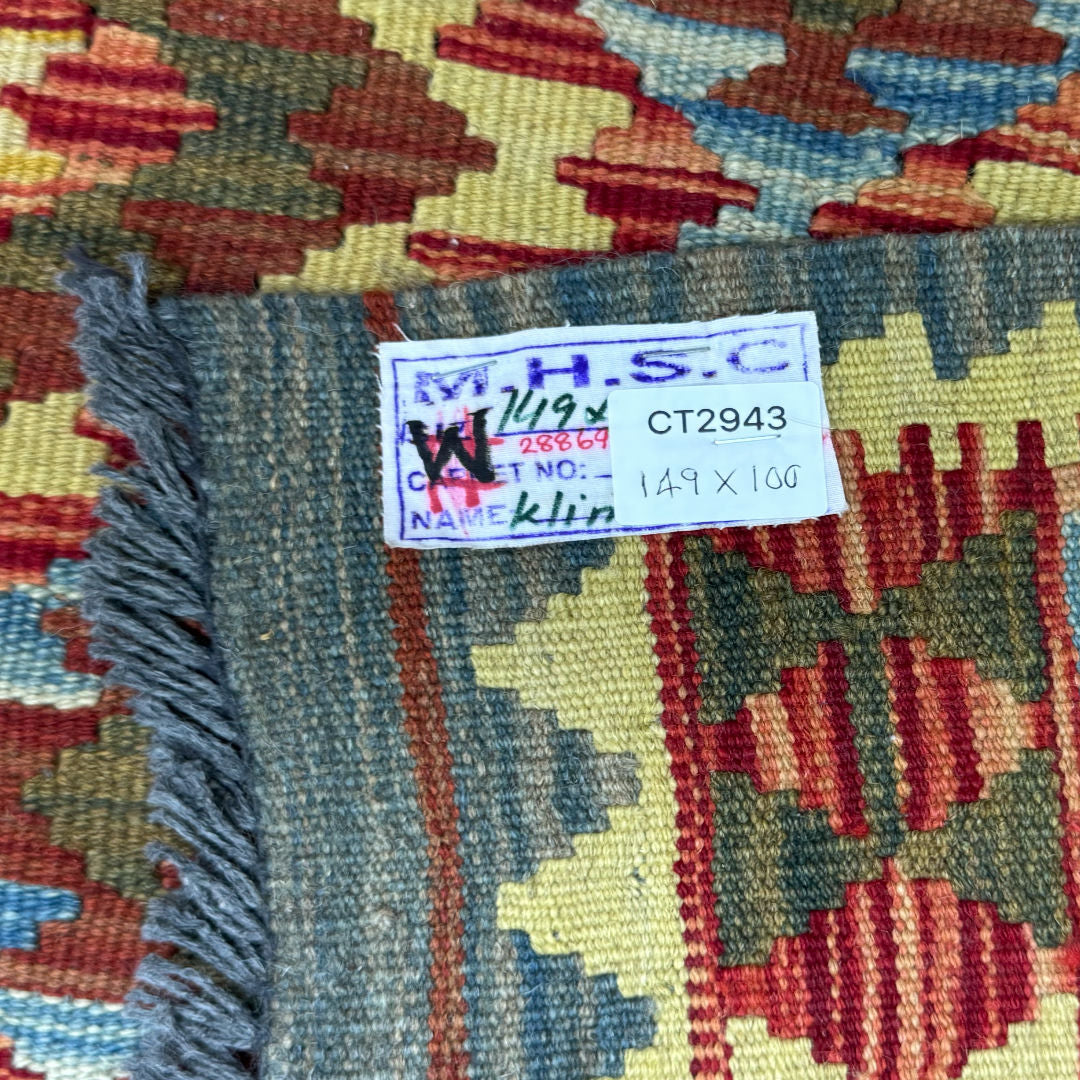149 x 100 cm Hand-Woven Afghan Kilim Rug