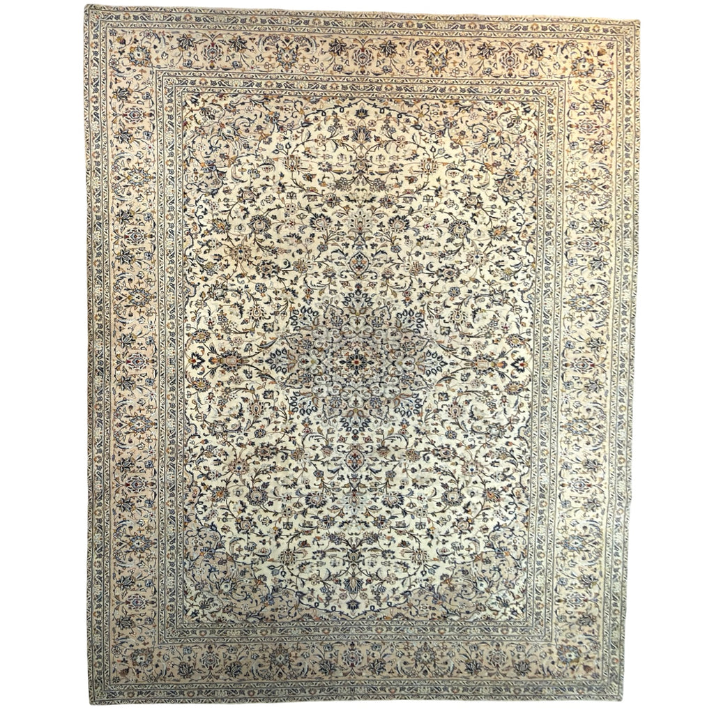 406 x 292 cm Hand Knotted Persian Cream Kashan – Wool Rug