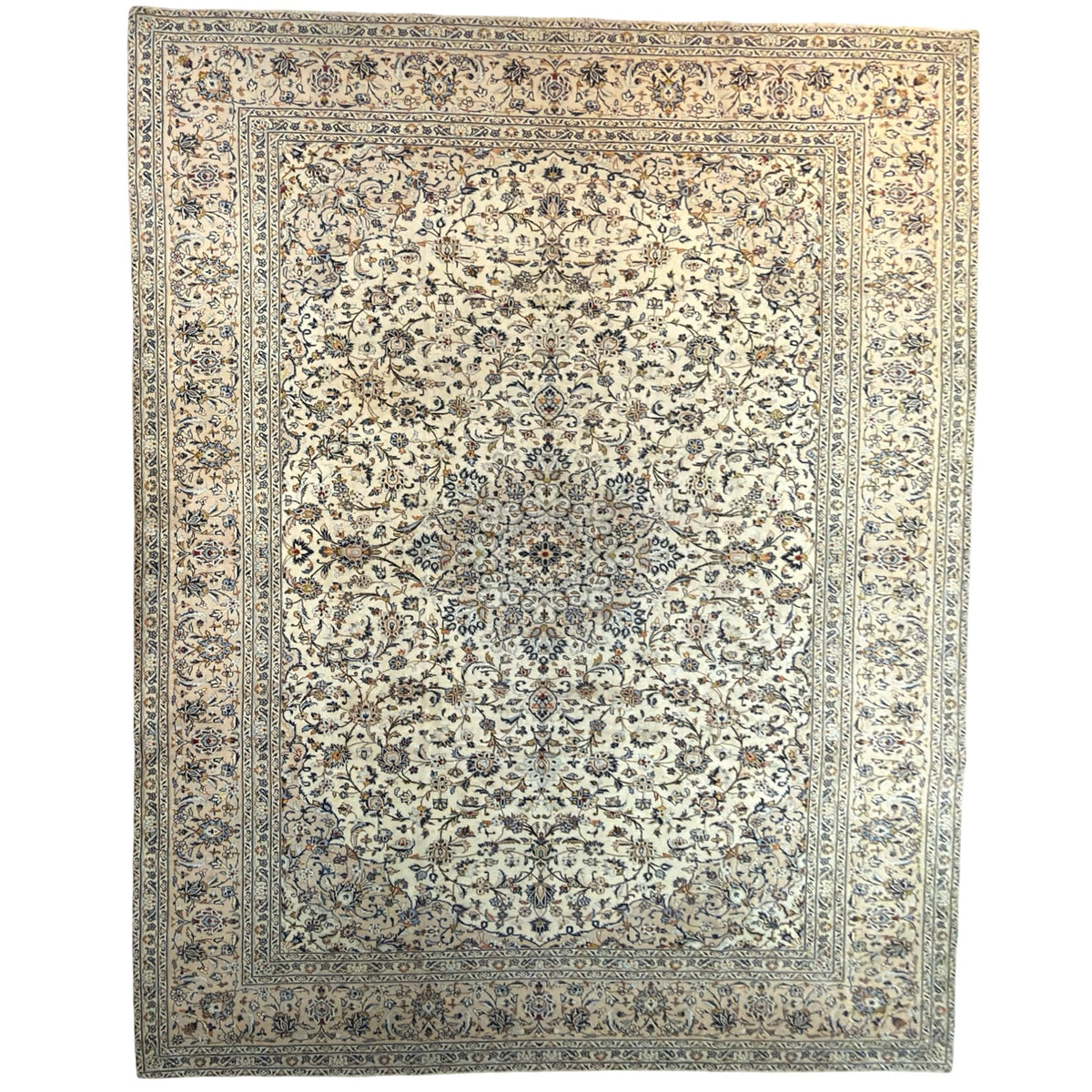 406 x 292 cm Hand Knotted Persian Cream Kashan – Wool Rug