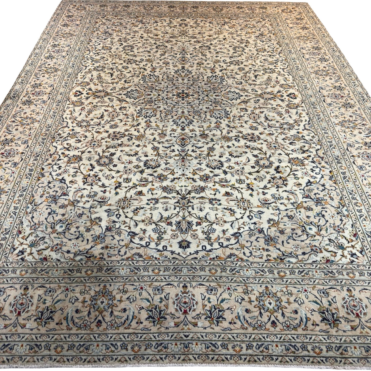 406 x 292 cm Hand Knotted Persian Cream Kashan – Wool Rug