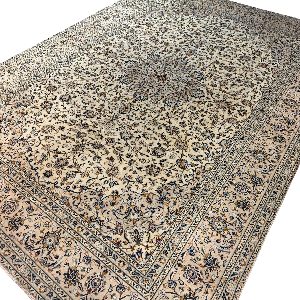 406 x 292 cm Hand Knotted Persian Cream Kashan – Wool Rug