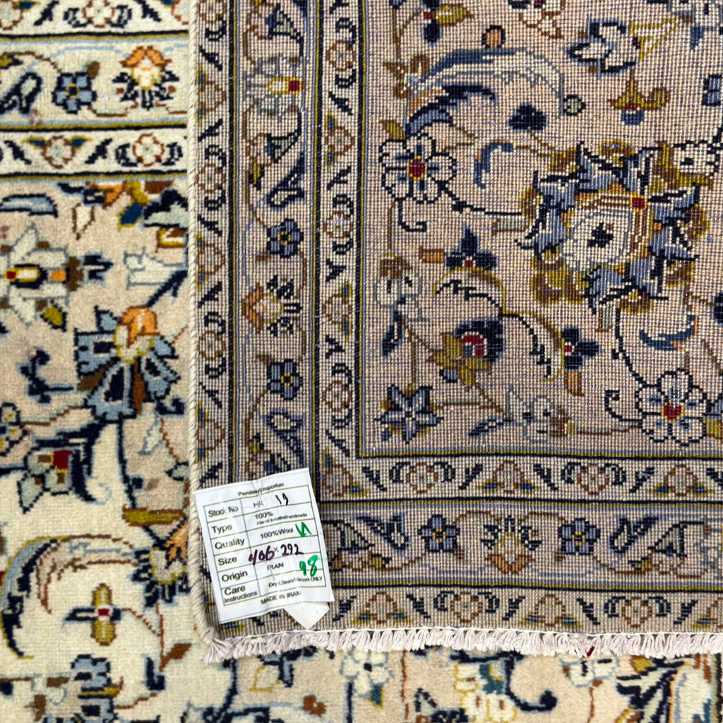 406 x 292 cm Hand Knotted Persian Cream Kashan – Wool Rug