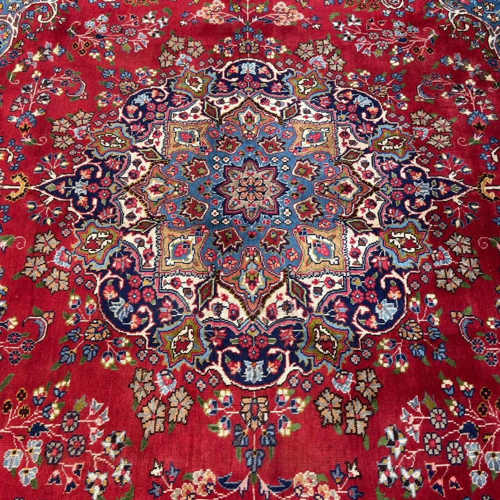 400 x 290 cm Large Persian Mashad Hand-Knotted Wool Rug