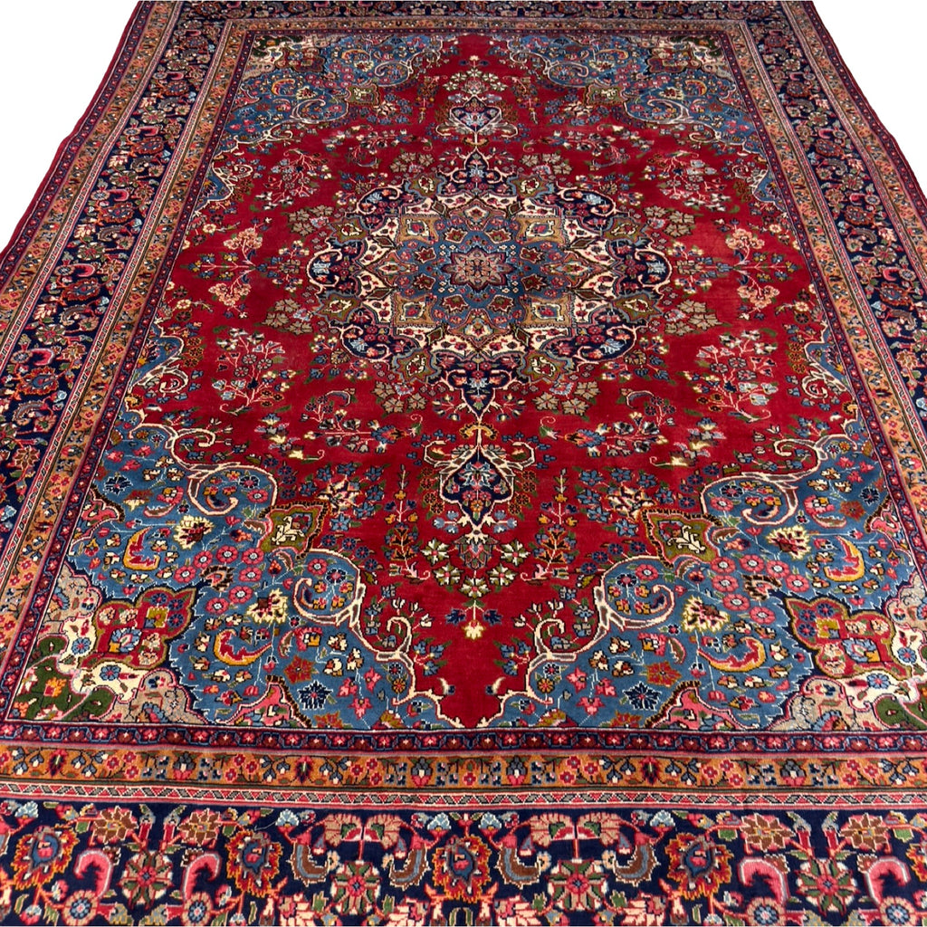 400 x 290 cm Large Persian Mashad Hand-Knotted Wool Rug