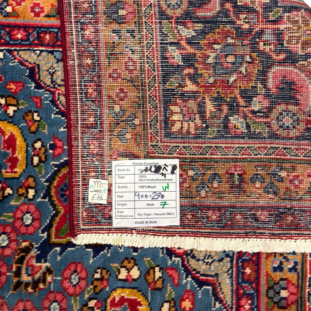 400 x 290 cm Large Persian Mashad Hand-Knotted Wool Rug