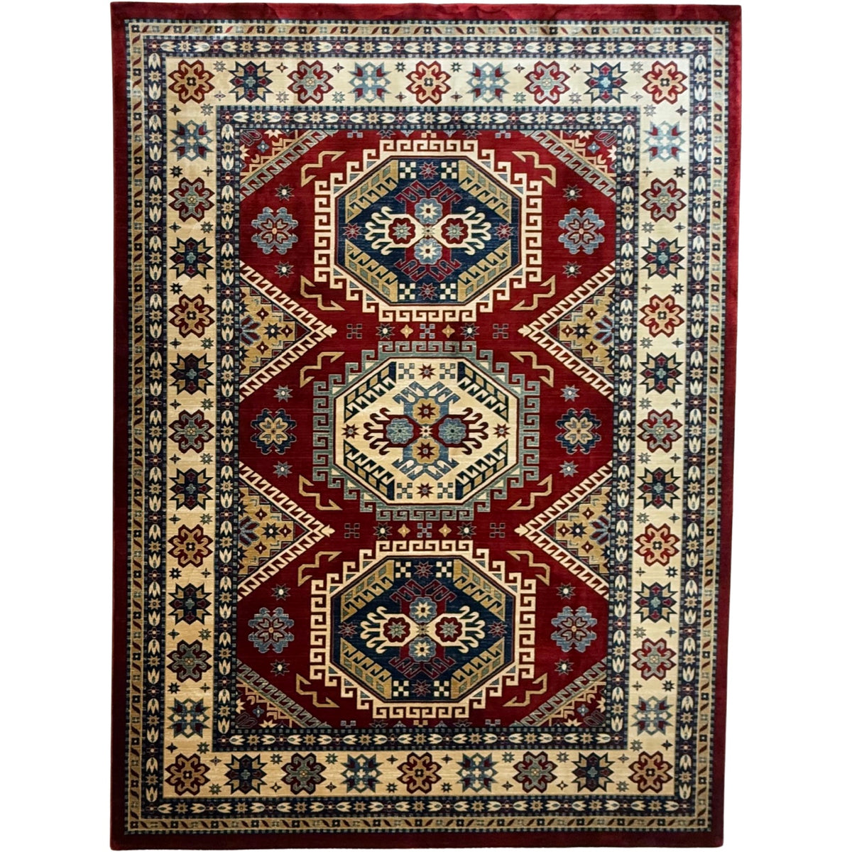 340 x 240 cm Red Tribal Kazak Design machine Made Rug