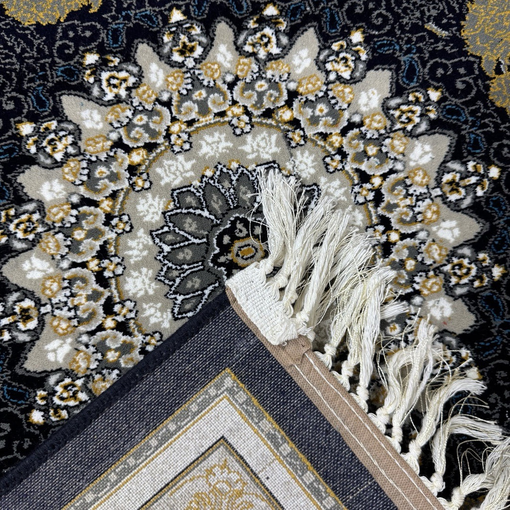 Grey and gold Persian rug detail