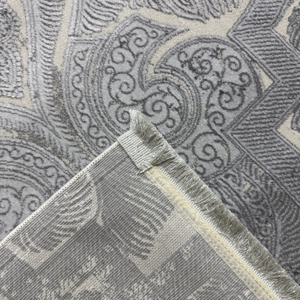 230 x 160 cm Silver Grey Vintage Damask Pattern Rug