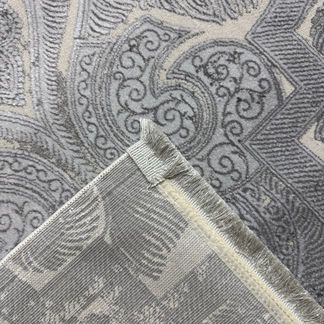 230 x 160 cm Silver Grey Vintage Damask Pattern Rug