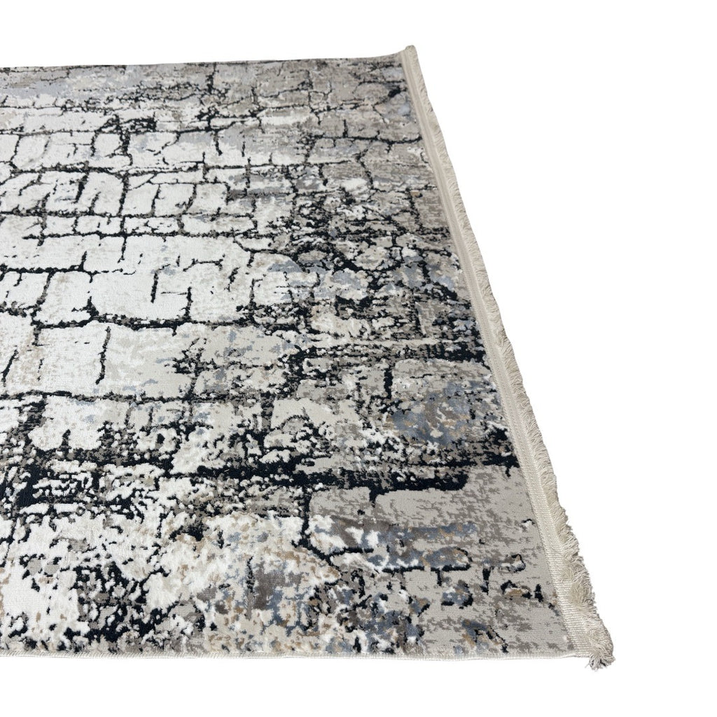 230 x 160 cm Grey & Ivory Modern Stone Pattern Area Rug