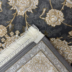Regal bloom grey and ivory rug detail